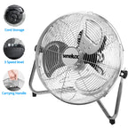 Senelux Bodenventilator - Chrome Gym Fan 30,5 cm Elektrischer tragbarer Lüfter für Zuhause/Fitnessstudio/Büro - 3 Geschwindigkeitsstufen mit Neigungsfunktion
