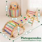 Goodevas 5-in-1 Montessori Klettergerüst Set: Indoor Kletterdreieck, Kletterbogen mit Kissen, und Rutsche für Kinder, Indoor Spielplatz 1-3 Jahre