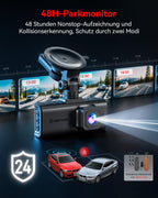 REDTIGER 4K STARVIS 2 Dashcam Auto Vorne Hinten,Touchscreen 3,18 Zoll,Sprachsteuerung,Dash Cam Auto 5.8GHz WiFi 6,GPS,Kostenlose 128GB Karte,2160P UHD-Nachtsicht,Notfall-Sperre,Parkmonitor (F7N Touch)