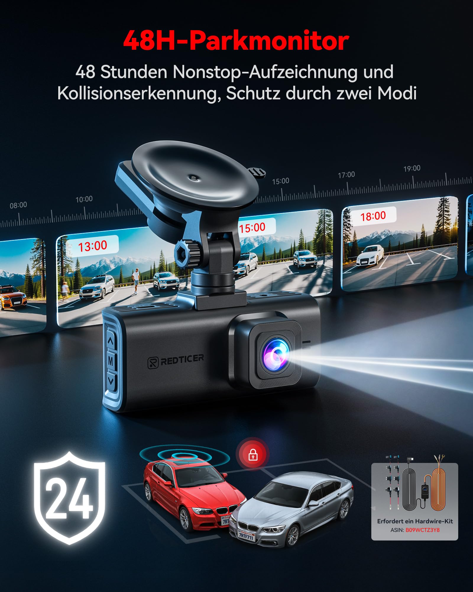 REDTIGER 4K STARVIS 2 Dashcam Auto Vorne Hinten,Touchscreen 3,18 Zoll,Sprachsteuerung,Dash Cam Auto 5.8GHz WiFi 6,GPS,Kostenlose 128GB Karte,2160P UHD-Nachtsicht,Notfall-Sperre,Parkmonitor (F7N Touch)