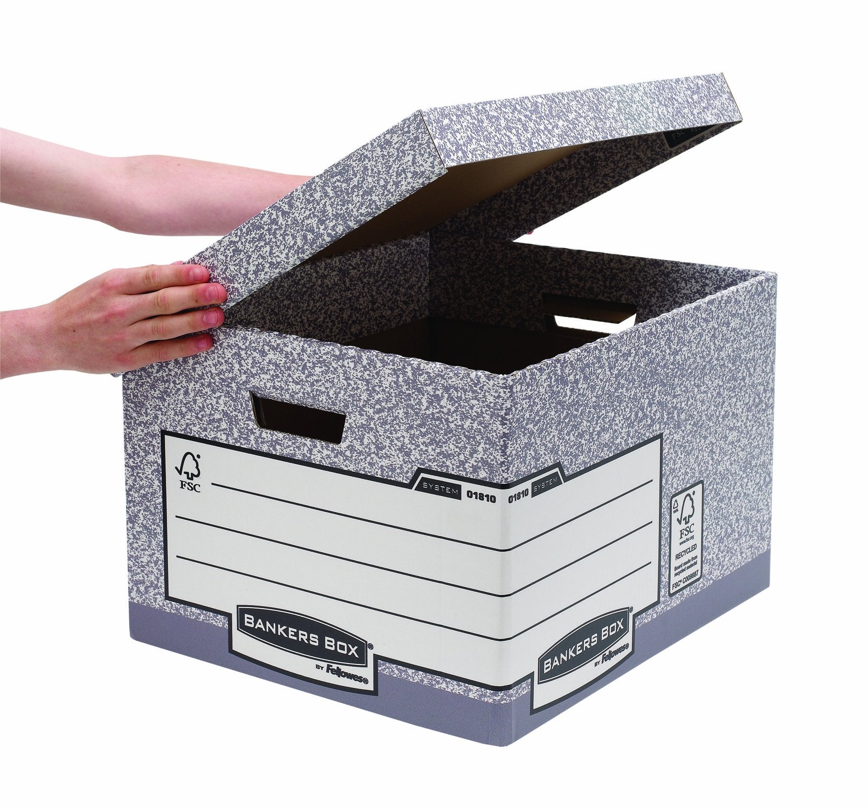 Bankers Box Archivbox mit FastFold System, groß, FSC, 10er-Packung, grau