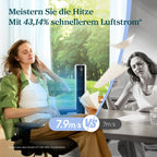 Levoit - DC Motor Turmventilator - 20dB sehr leiser Ventilator - 4 Modi/12 Stufen/12 Std Timer - Fernbedienung & Kühlung - Tower Fan mit 7,9m/s Geschwindigkeit - 24W Standventilator - Weiß, 92 cm