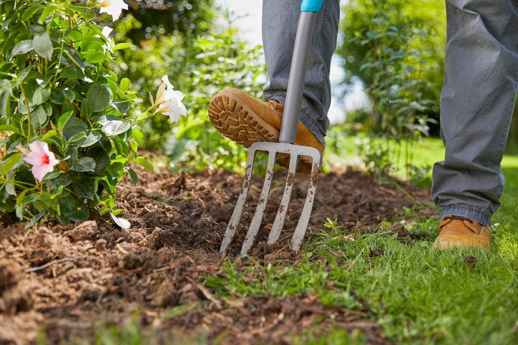 Gardena ErgoLine Spatengabel: Grabegabel zum Umgraben und Auflockern, gehärteter Qualitätsstahl mit Beschichtung, ergonomischer D-Griff (17013-20)