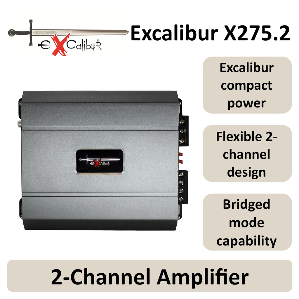 Excalibur X275.2 Auto Verstärker HiFi Stereo 2 Kanal 1300 Watt- Kfz Mini Verstärker Mit 2 x 650 Watt Endstufe Auto, Bass-Boost 12 dB, Variable Frequenzweiche, Remote Anschluss, Subwoofer Bridge Modus