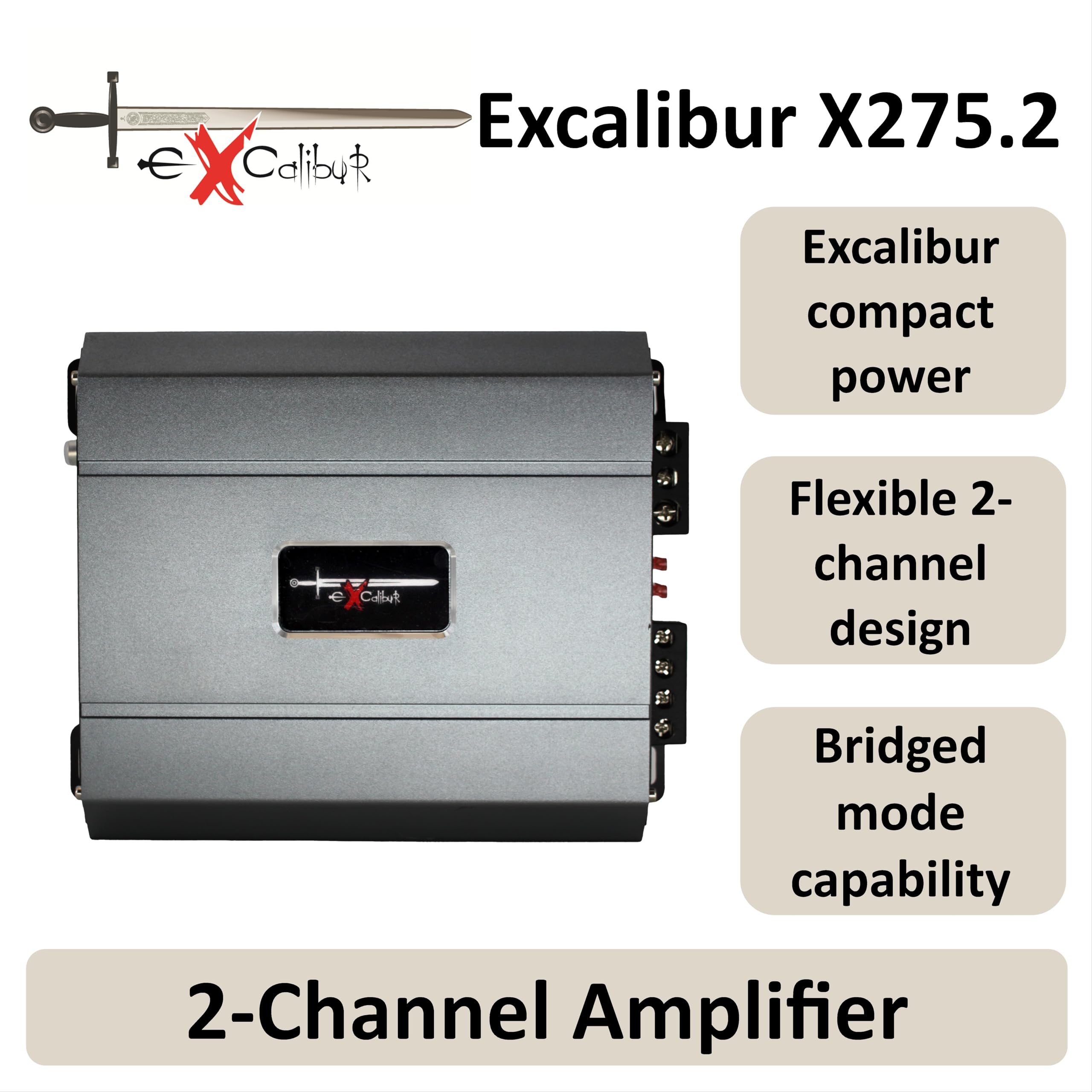 Excalibur X275.2 Auto Verstärker HiFi Stereo 2 Kanal 1300 Watt- Kfz Mini Verstärker Mit 2 x 650 Watt Endstufe Auto, Bass-Boost 12 dB, Variable Frequenzweiche, Remote Anschluss, Subwoofer Bridge Modus