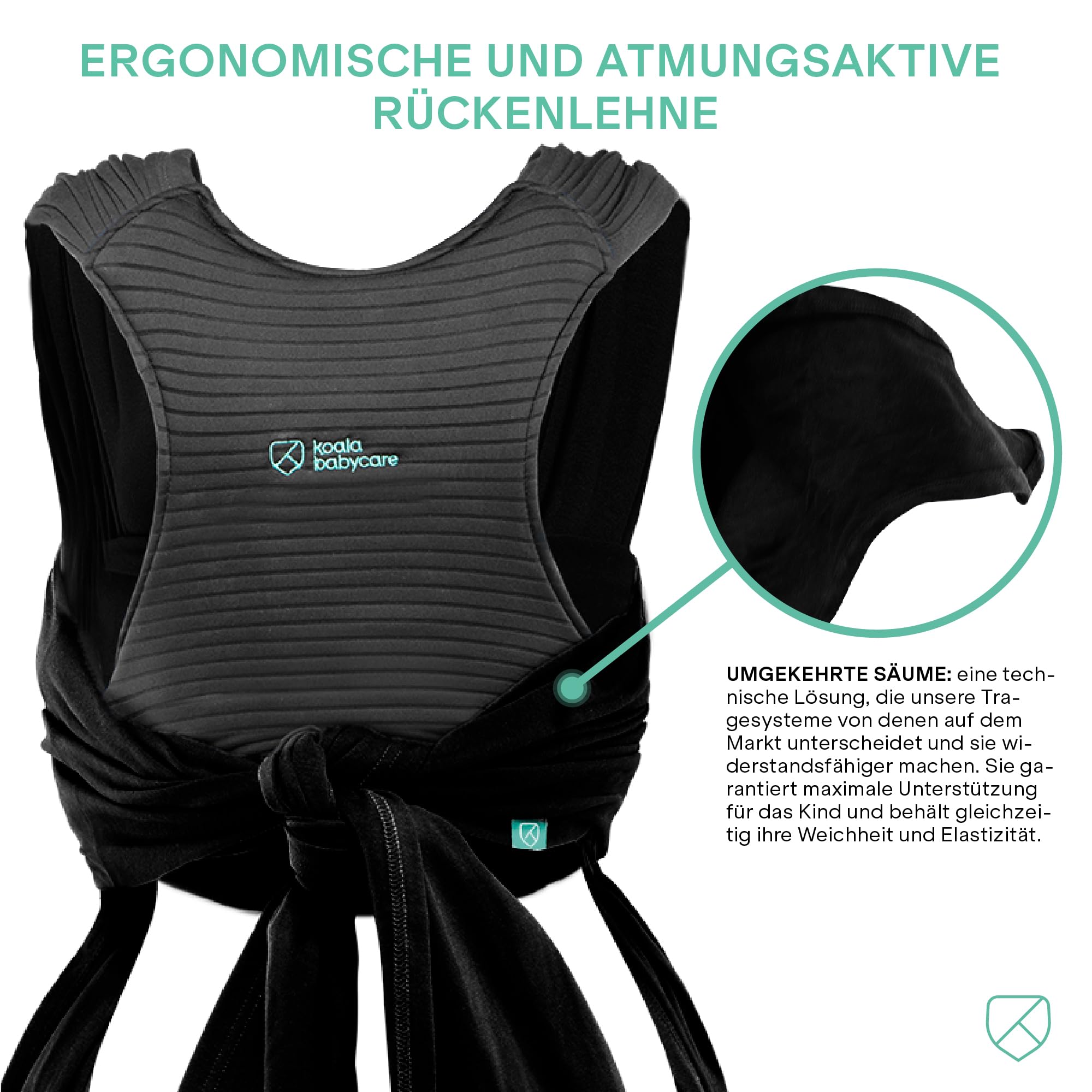 Koala Babycare Babytragetuch - Einfach anzuziehen - Elastisches Tragetuch bis zu 15 kg - Verstellbar und Unisex