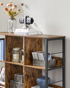 VASAGLE Regal mit 3 Ebenen, Bücherregal, Standregal mit 9 Fächern, für Wohnzimmer, Schlafzimmer, Arbeitszimmer, Küche, 30 x 100 x 103,1 cm, vintagebraun-tintenschwarz LLS112B01