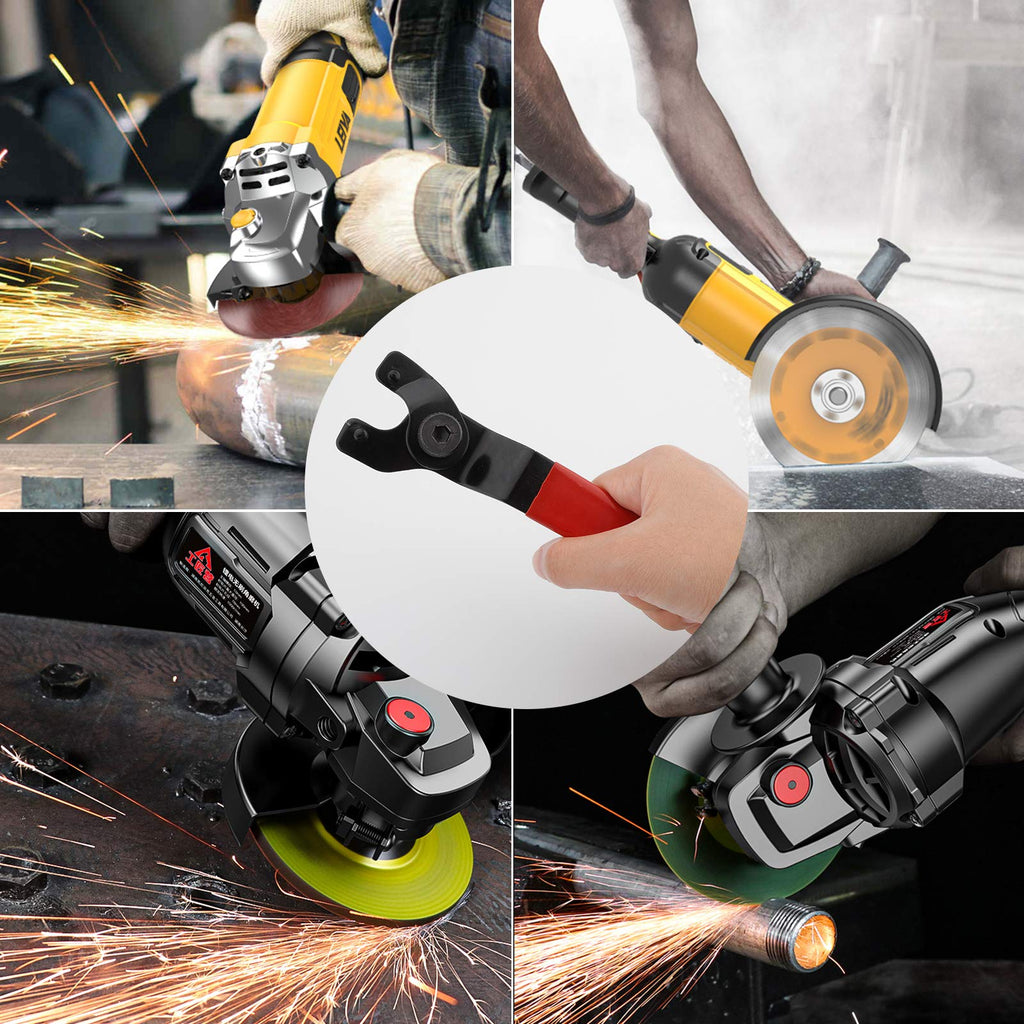 Rybtd Winkelschleifer Stiftschlüssel Universal Verstellbar Zapfenschlüsse Stirnlochschlüssel 8-48 mm Schraubenschlüssel Einstellbar mit Innensechskantschlüssel und 2 Flansch