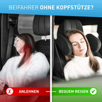 FLIPLINE Kopfstütze Auto Kinder Weiße Nähte Bequemes Reisefeeling für Kinder & Erwachsene - Installation in 2 Minuten ohne Schraubenzieher - Nackenstütze Nackenkissen Autokissen Auto Nackenkissen