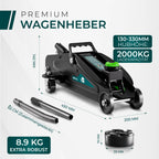CargoVA Rangierwagenheber 2T hydraulisch | TÜV-Zertifiziert | Hubhöhe 130-330mm | Ideal für PKW & SUV zum Reifenwechsel