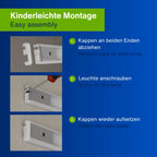 REV Unterbauleuchte Küche LED - Aluminium Schrankbeleuchtung 90cm, 10W, 850 Lumen, 3000K, Küchenbeleuchtung flach mit Sensor, einfache Montage, silber