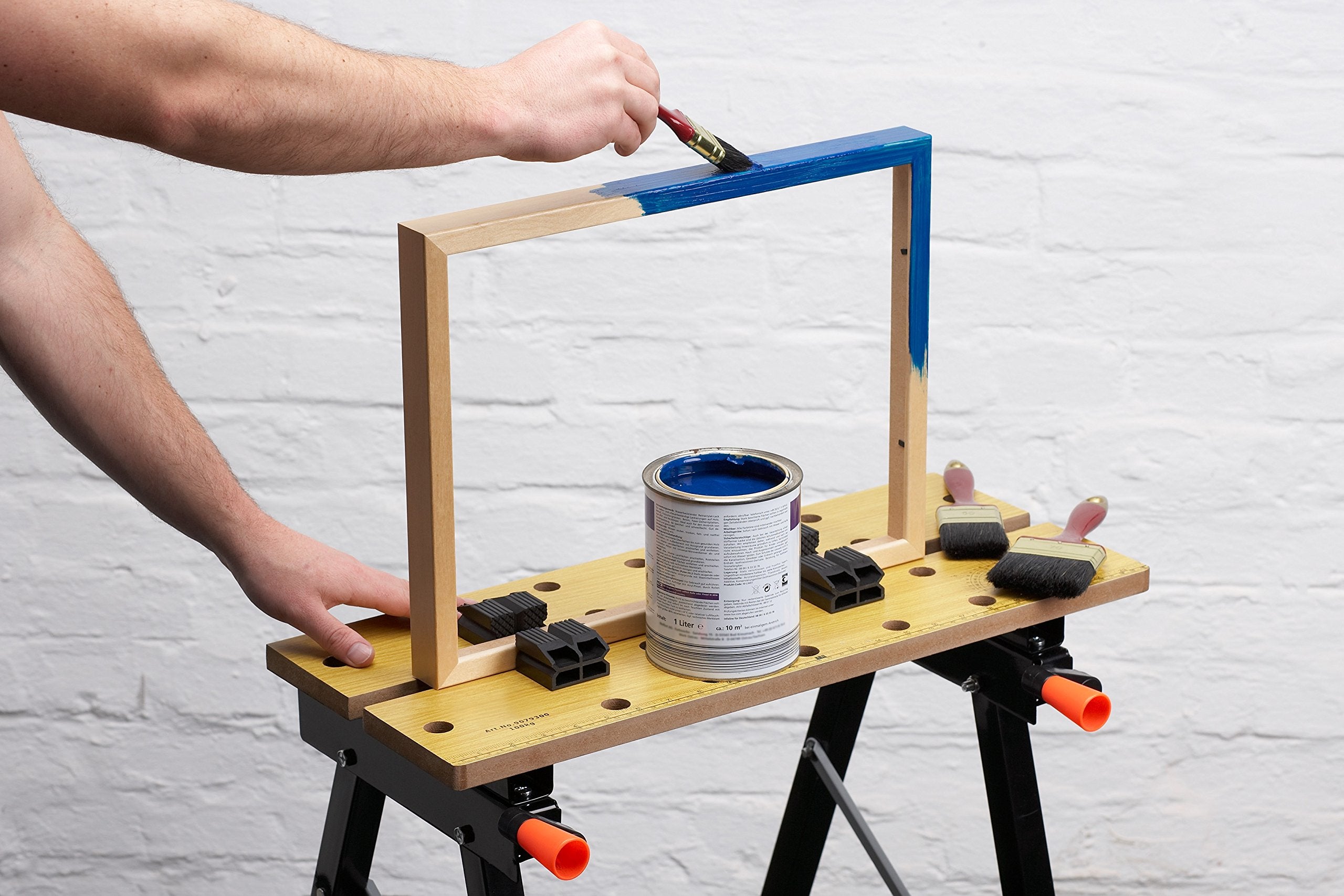 Meister Werk-und Spanntisch-150 kg Tragkraft-Große Arbeitsfläche-Aufgedruckte Skala & Winkelangaben-Klappbar-Vielseitig verstellbar/Werkbank mit Spannbacken/Arbeitstisch/9079100, Gemalt