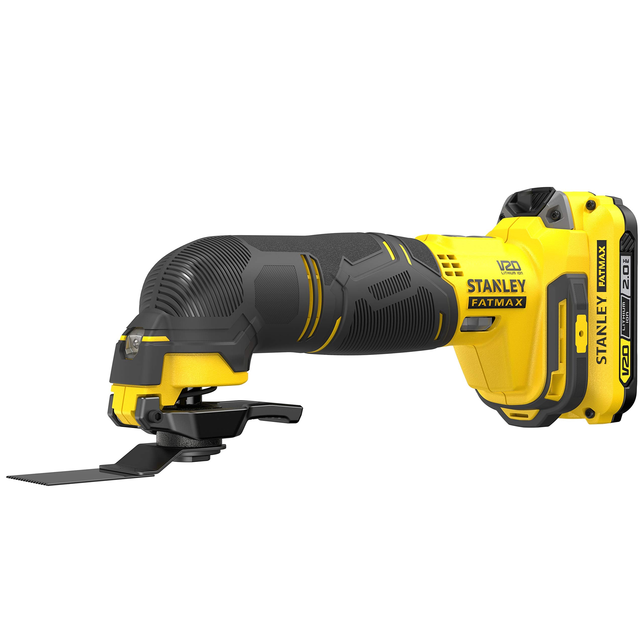 Stanley FatMax 18V Akku-Multifunktionswerkzeug SFMCE500D2K (2.0 Ah, Schleifer, Säge & Universalmesser in einem Gerät – Oszillierendes Werkzeug, inkl. 20-tlg. Zubehör, 2x Akkus, Ladegerät, Koffer)