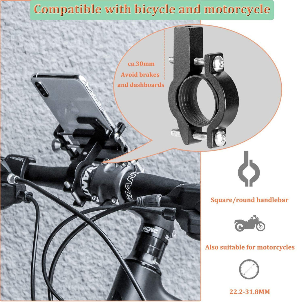 ROCKBROS Fahrrad Motorrad Handyhalterung für 4.2-6.8 Zoll Smartphone 360° Drehbar Ebikes Halterung für Lenker 22.2 bis 31.8mm Universal