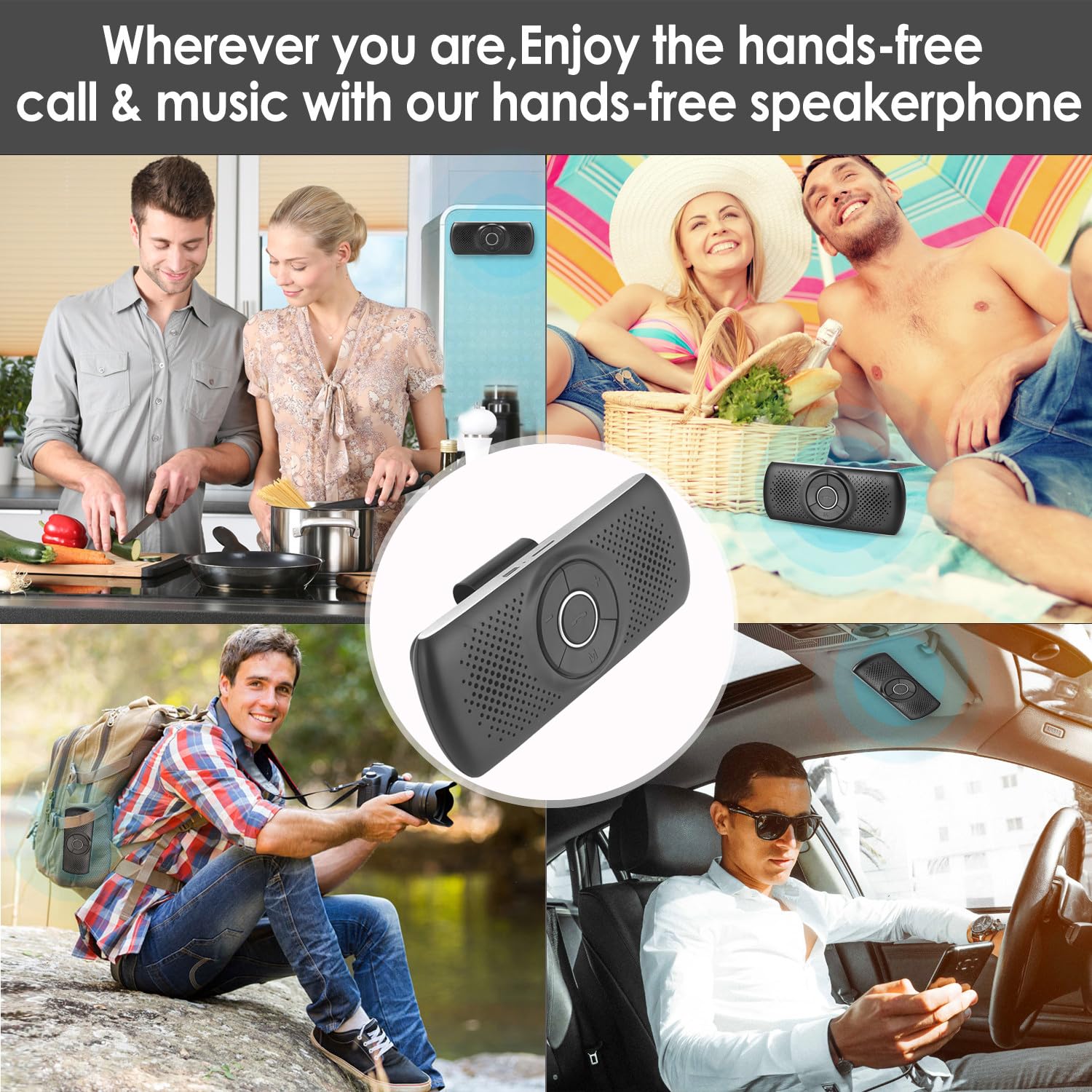 LETRADE Freisprecheinrichtung für Auto Bluetooth 5.0 mit Clip, TF-Kartenslot, integriertes Mikrofon, Unterstützung Siri &Google Assistant, für Musik, GPS, Telefon