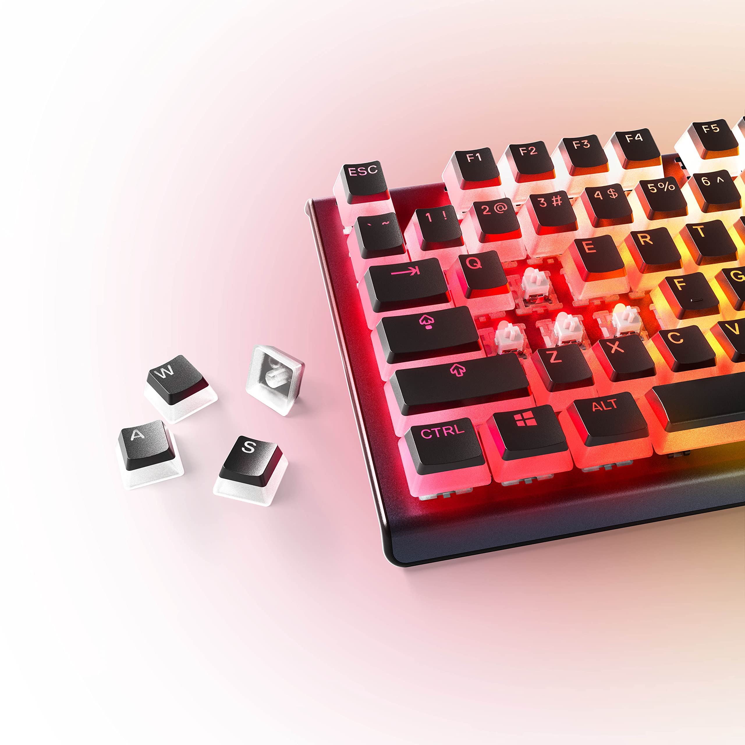 SteelSeries PrismCaps – Double-Shot-Tastenset mit „Pudding“-Optik – Kompatibilität mit allen gängigen mechanischen Tastaturen – MX-Stößel – Schwarz (Deutsches Tastaturlayout)