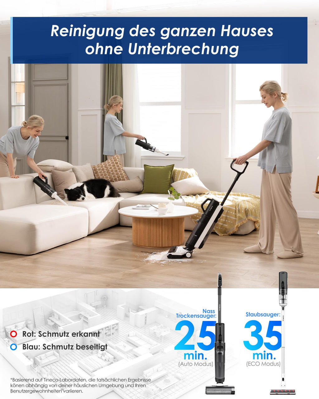 Tineco Floor One S5 Combo Power KIT Smart Nass Trockensauger mit iLoop Technologie 5-in-1, Nasssauger Staubsauger für Tierhaare, Harte Böden, LED Display, Wi- Fi, App