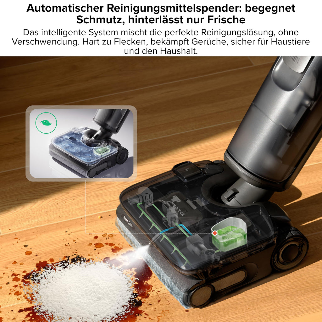 roborock F25 ACE Pro Nass-Trockensauger, 25000Pa, JetFoaming gegen Flecken, Anti-Haar-Verwicklung, 180° Flach-Design, Heißwasser-Selbstreinigung & Heißlufttrocknung
