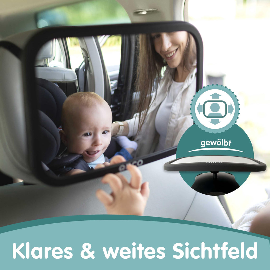 Onco 360° Baby Autospiegel - 2025 Vergleichssieger, 100% bruchsicher & rutschfest, 2024 & 2023 preisgekrönt, klares Sichtfeld, Spiegel Auto Baby Rückbank (17,5 x 24,5 cm)