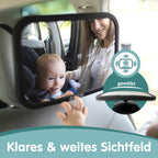Onco 360° Baby Autospiegel - 2025 Vergleichssieger, 100% bruchsicher & rutschfest, 2024 & 2023 preisgekrönt, klares Sichtfeld, Spiegel Auto Baby Rückbank (17,5 x 24,5 cm)