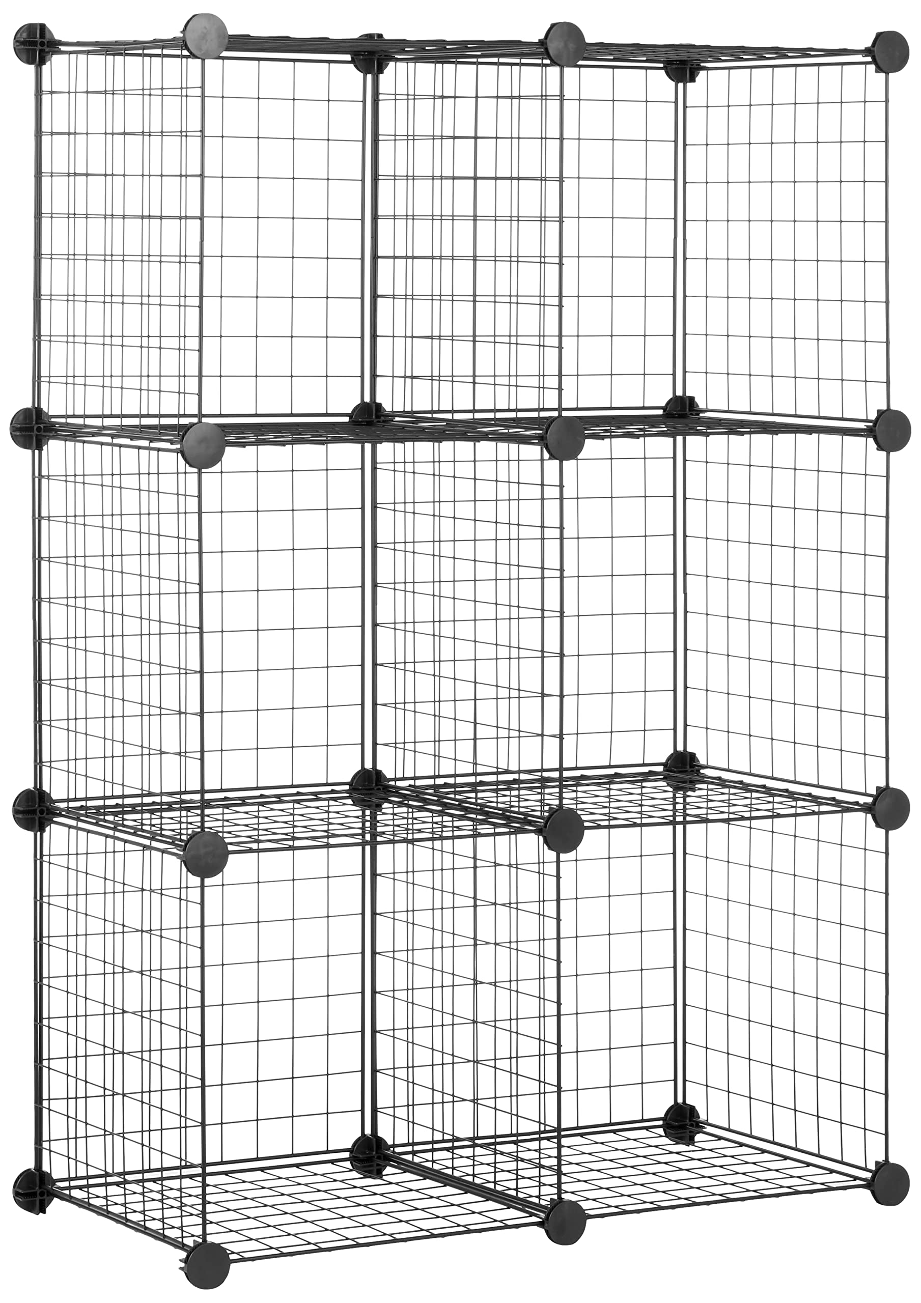 Amazon Basics 6 Stück Würfelregal aus Metall - Maximale Tragfähigkeit des Regals 27 kg, Schwarz, 77.0 x 37.0 x 113.0 cm (L x W x H)