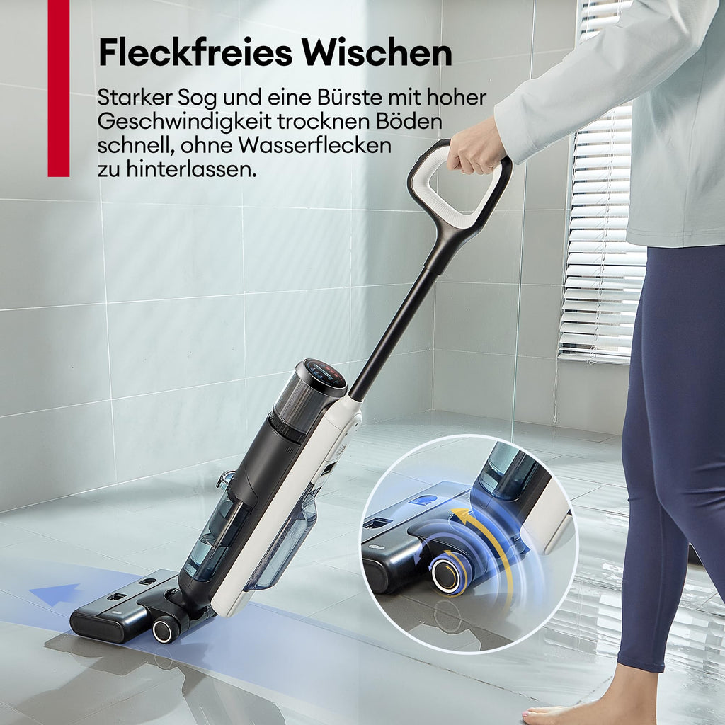 Ultenic Nass Trockensauger akku, Saugwischer Kabellos, 50 Minuten Laufzeit, Selbstreinigungsfunktion, LED-Display, ideal für Hartböden sowie Haushalte mit Haustieren und Kindern