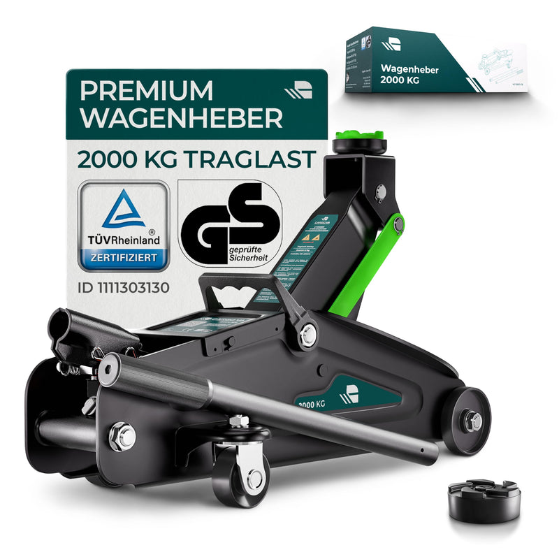 CargoVA Rangierwagenheber 2T hydraulisch | TÜV-Zertifiziert | Hubhöhe 130-330mm | Ideal für PKW & SUV zum Reifenwechsel