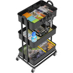 Simple Houseware Hochleistungs-Rollwagen mit 3 Ebenen aus Metall, Schwarz