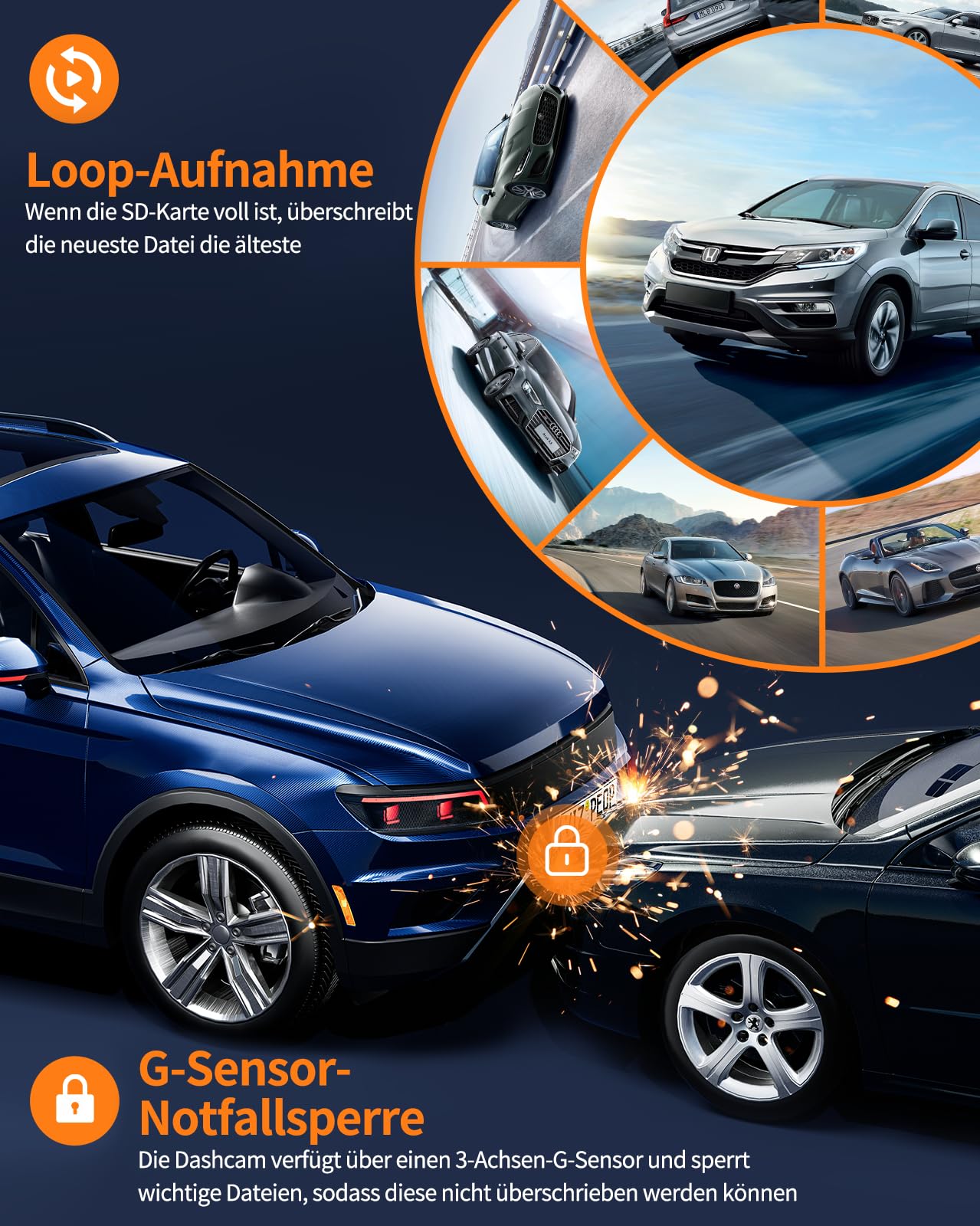 Volam Dashcam Auto Vorne Innen, 4K +1080p Dual Dash Cam mit Akku Parküberwachung, 1,5-Zoll-IPS-Bildschirm Mini-Autokamera mit IR-Nachtsicht, G-Sensor, Weitwinkel