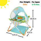 Bright Starts Pop 'N Jump Faltbarer Aktivitäts-Jumperoo, Tragbares Aktivitätscenter für Babys, UPF 50+ Sonnendach, 4 Sensorische Spielzeuge, Reisetasche, 6-12 Monate
