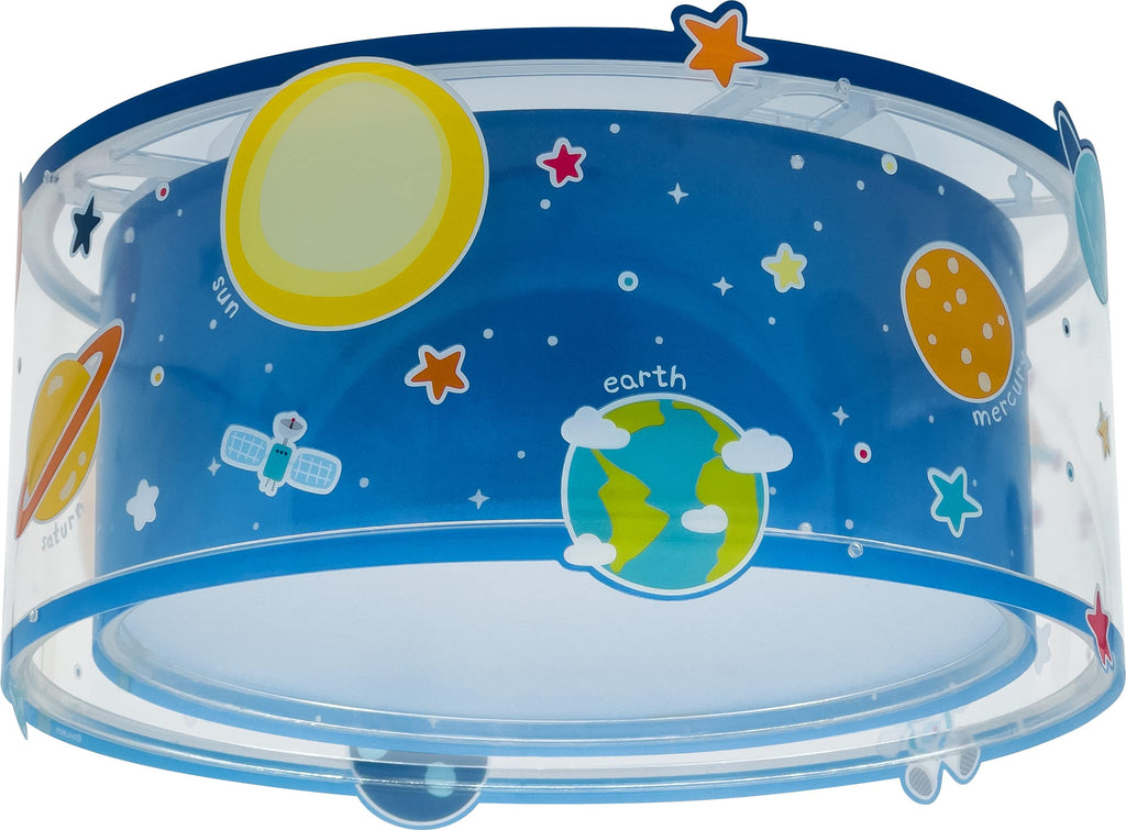 Dalber Deckenlampe kinderzimmer, Deckenleuchte für Kinder Planets Planeten Sonnensystem, 41346N, E27, Blau