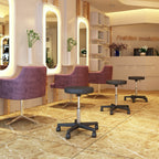 SONGMICS Drehhocker auf Rollen, höhenverstellbarer Rollhocker, 46-58 cm, mit Kunstleder bezogener Sitz, Arbeitshocker für Kosmetikstudios, Friseursalons, Büros, Praxen, schwarz LJB61B