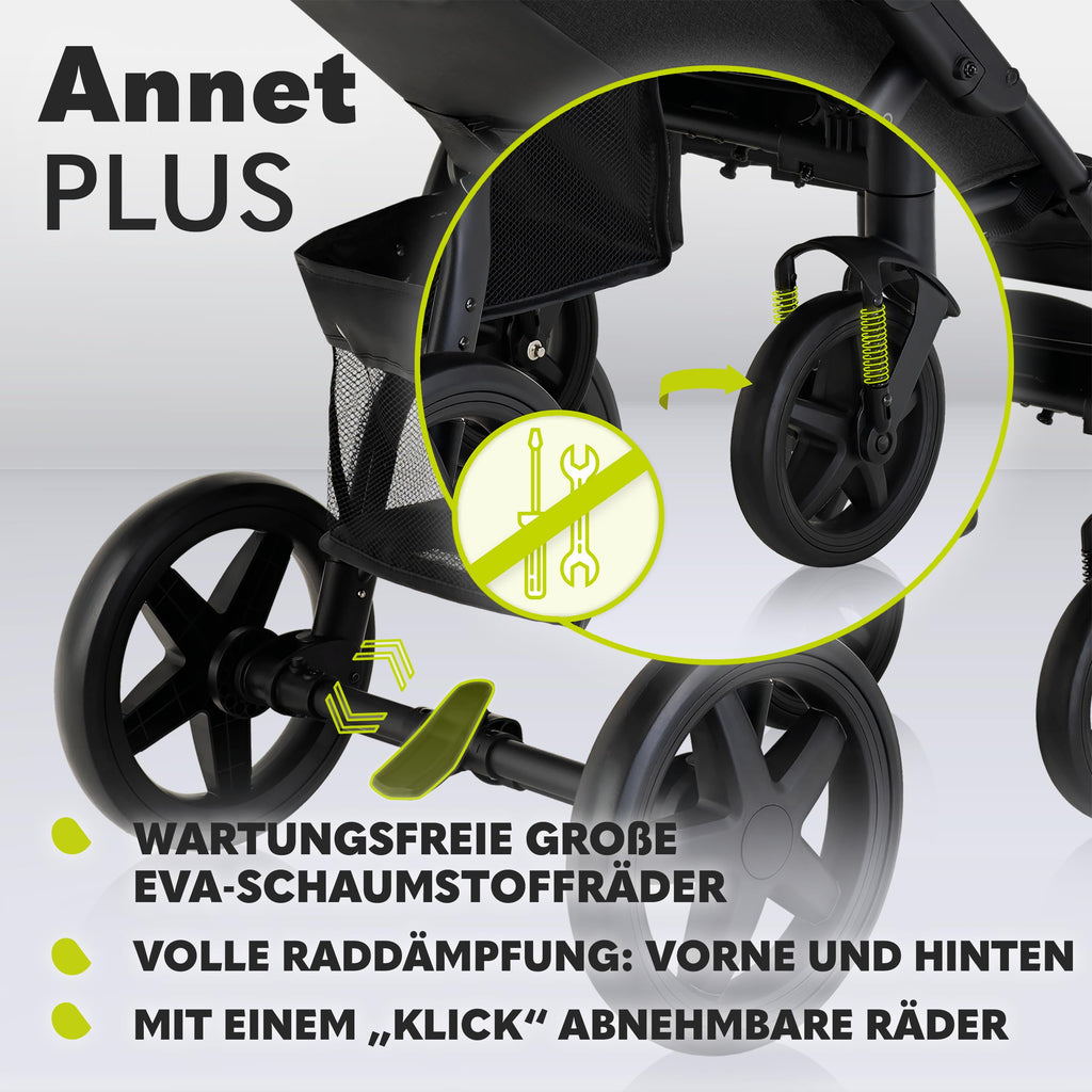 LIONELO Annet Buggy bis 22 kg mit Liegefunktion, Kinderwagen klein zusammenklappbar mit Zubehör, Eva-Schaum-Räder, Moskitonetz, Fußdecke Getränkehalter, Korb