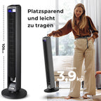 Balter Turmventilator mit Fernbedienung, Ventilator leise 106 cm, Standventilator mit Oszilation, mobiler Luftkühler, 3 Geschwindigkeiten, 3 Modi – Timer bis 15 Std