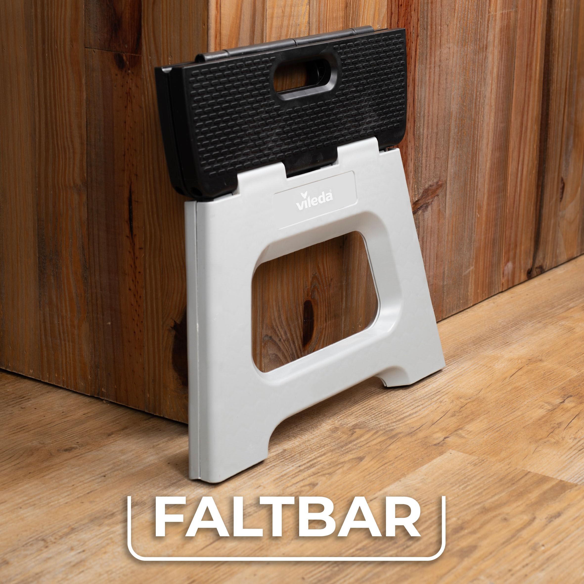 Vileda Tritthocker klappbar 23cm - für Erwachsene & Kinder bis 150kg - Inkl. Anti-Rutsch-Beschichtung - Klapphocker Faltbar 150 kg Ideal für Haushalt & Alltag - faltbarer Schemel