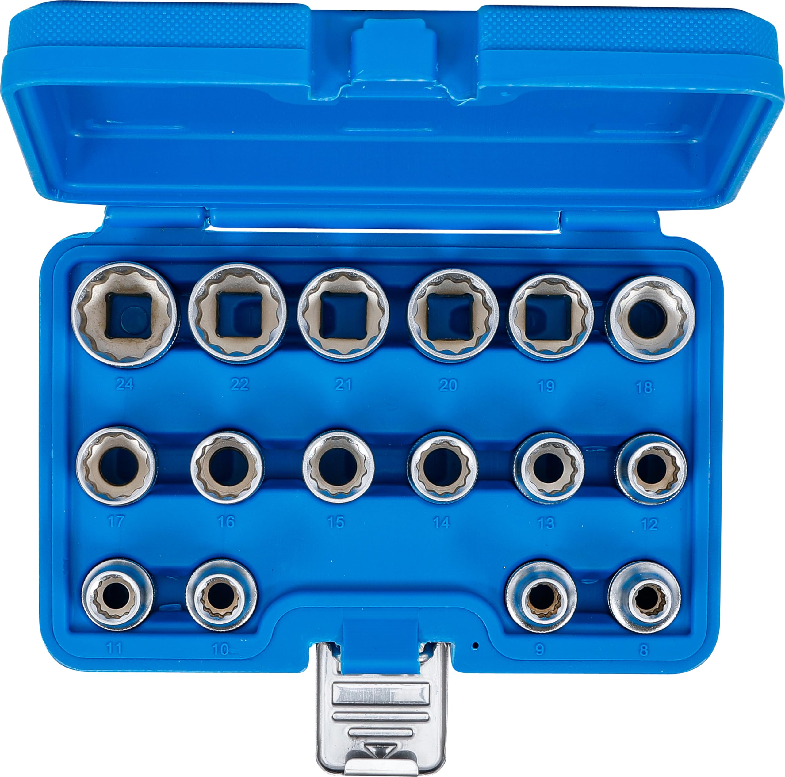 BGS 2226 | Steckschlüssel-Einsatz-Satz Zwölfkant | 16-tlg. | 12,5 mm (1/2") | SW 8 - 24 mm | CV-Stahl