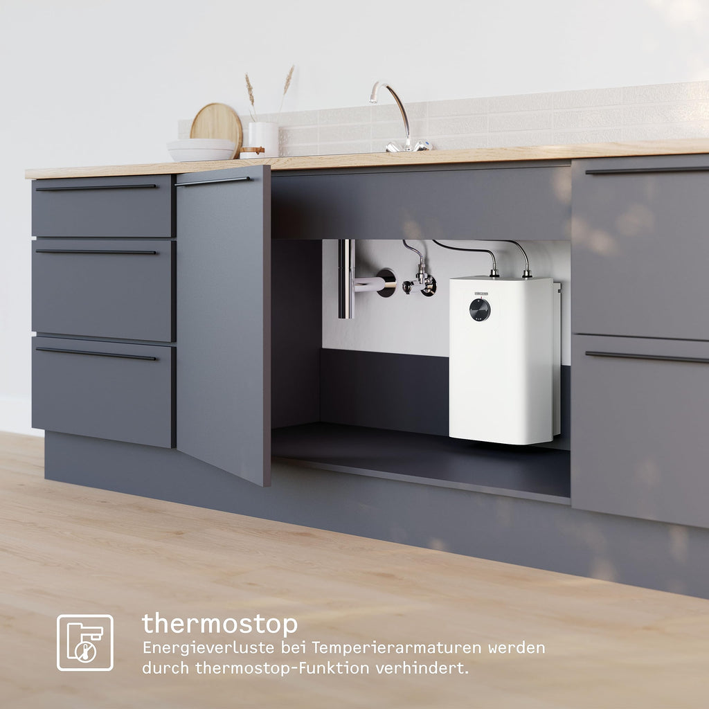 Neueste Generation STIEBEL ELTRON Boiler UFP 5 Trend mit thermostop-Funktion, sehr kompakt, Untertischboiler 5 Liter Niederdruck, mit Stecker 230V, 2 kW, Made in Germany, 204966