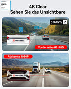 REDTIGER Dashcam 4K FrontUndHeck UltraWeitwinkel STARVIS2 GPSWiFi AutofahrerPremium