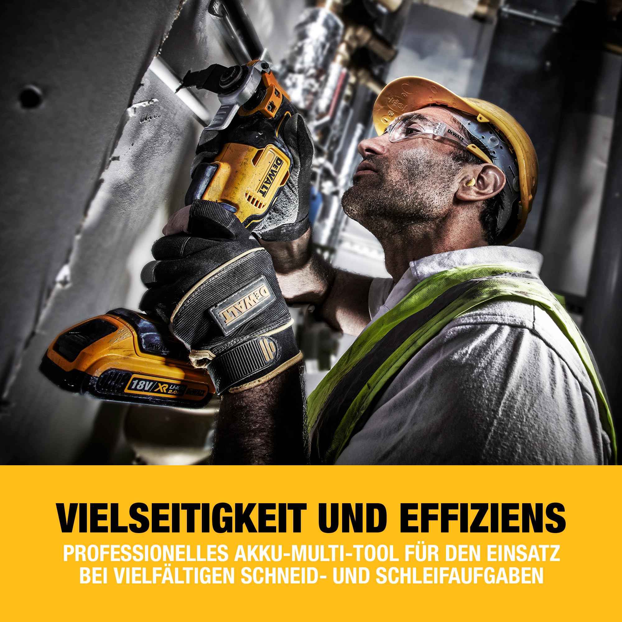 DEWALT 18 Volt ozillierendes Akku-Multi-Tool DCS355N-XJ (bürstenloser Motor, LED-Lampe, großer Auslöseschalter, 30-tlg. Zubehör-Set für Schleif- und Sägeanwendungen, Lieferung ohne Akku und Ladegerät)