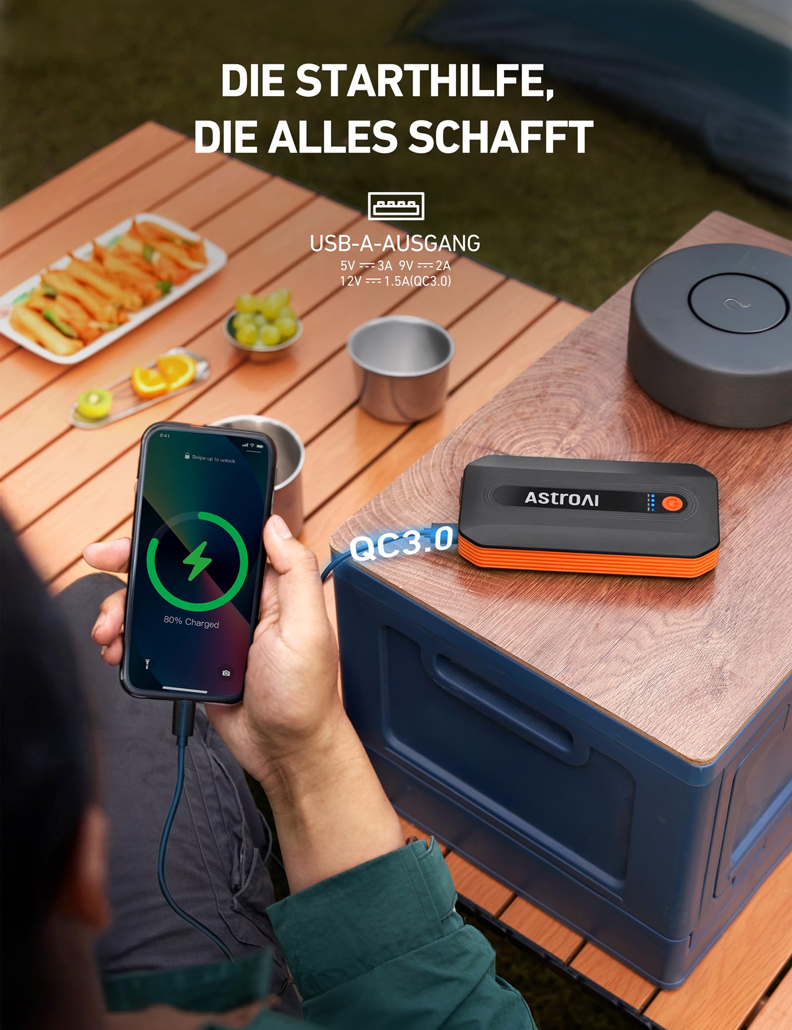 AstroAI B8 StarthilfePowerbank ExtremTemperaturBeständig Für PKW Und Motorrad LEDQC3.0