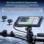 Lamto Motorrad Carplay & Android Auto für Motorcycle,Tragbares Carplay Bildschirm mit Dashcam Vorne Hinten 2K+1080P,5,5 Zoll IP67 Wasserdichter Touchscreen für Motorräder,Daueraufnahme/Siri/64G TF