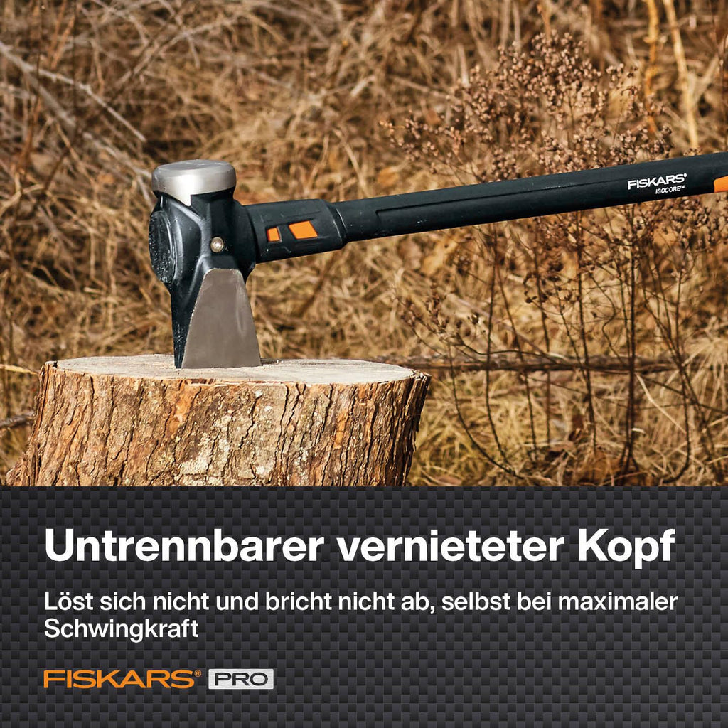 Fiskars Spaltaxt IsoCore XXL zum Spalten von Stammstücken oder zum Eintreiben von Keilen, Länge: 92 cm, Kopfgewicht: 3,6 kg, Schwarz/Orange, 1020220