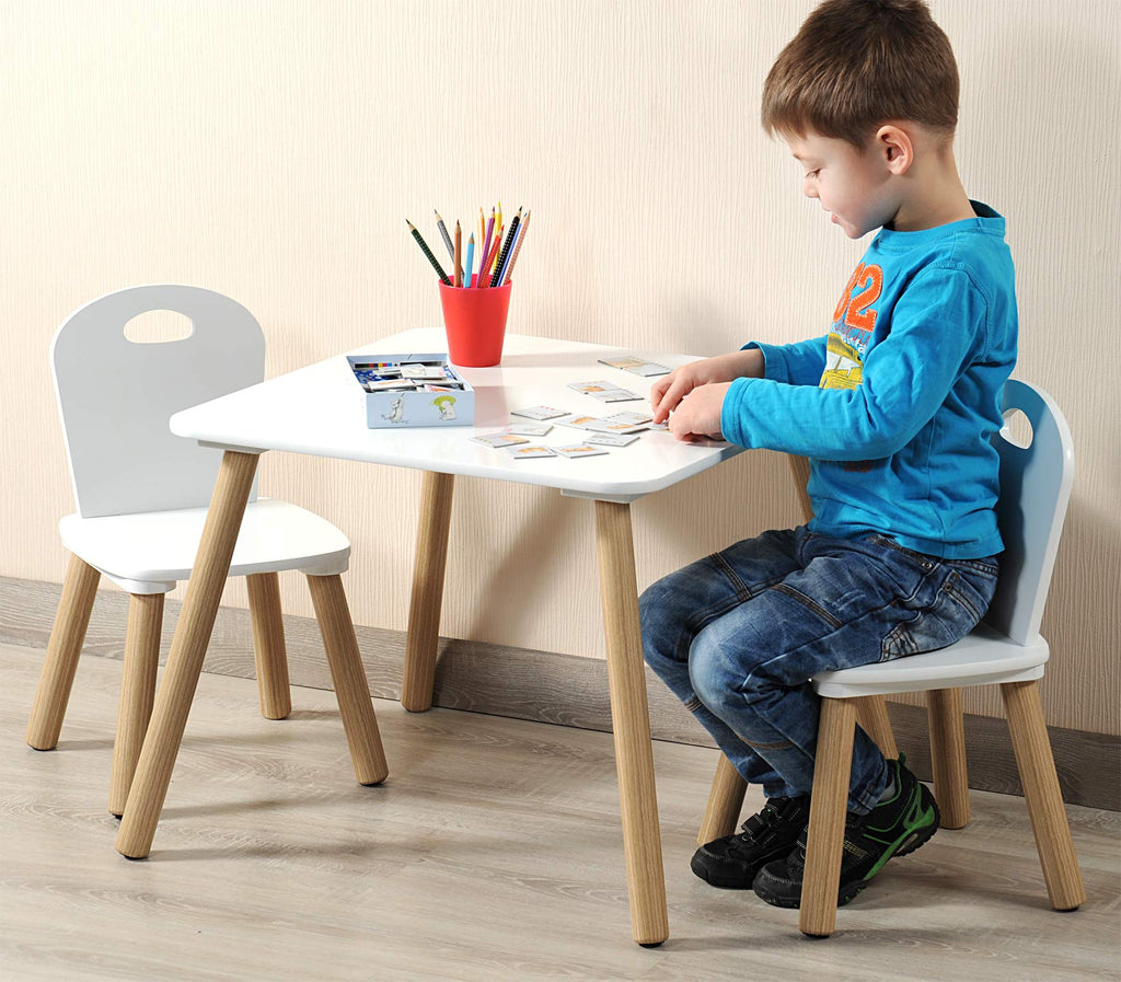 Kesper| Kindertisch mit 2 Stühlen, Material: Faserplatte, Maße: 55 x 55 x 45 cm, Farbe: Weiß | 17712 13
