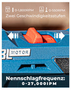 DongCheng Akku-Schlagbohrschrauber-Set 18V 50Nm, bürstenlose Schlagbohrmaschine (2x2,0 Ah), 20+1+1 Drehmomentstufen Akkubohrer, 2 Gang, 13mm Bohrfutter, inkl. Ladegerät, 19-tlg. Zubehör-Set