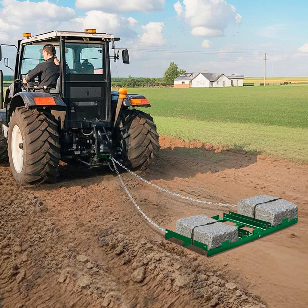 VEVOR Schleppegge, 1220x500x100 mm, Wiesenschleppe mit verstellbaren Stangen & 1830 mm Kette, Wiesenegge für Geländefahrzeuge, UTVs, Traktoren, Rasenmäher, Schleppwerkzeug zum Nivellieren des Rasens