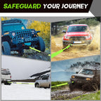 RYLIFEOGI Abschleppseil 10 Tonnen (22,000Lbs), 5mx5cm Heavy Duty Tow Strap mit 2 Verstärkten Haken 2 Handschuhen für Off-Road Fahrzeuge (Grün)