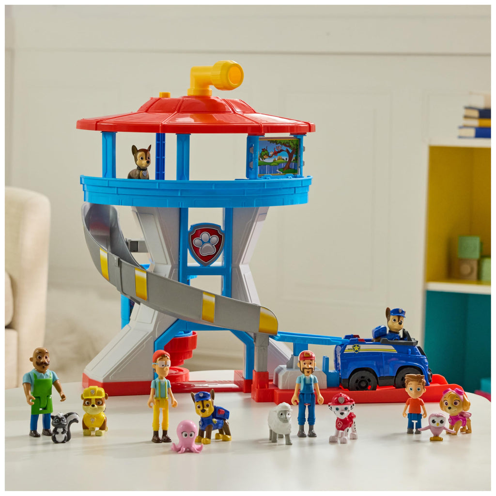 PAW PATROL - Lookout Tower (2025), über 50 cm hoch, Hauptquartier Spielset mit 1 Basis Polizei-Fahrzeug, 2 Chase Figuren und Zubehör, geeignet für Kinder ab 3 Jahren