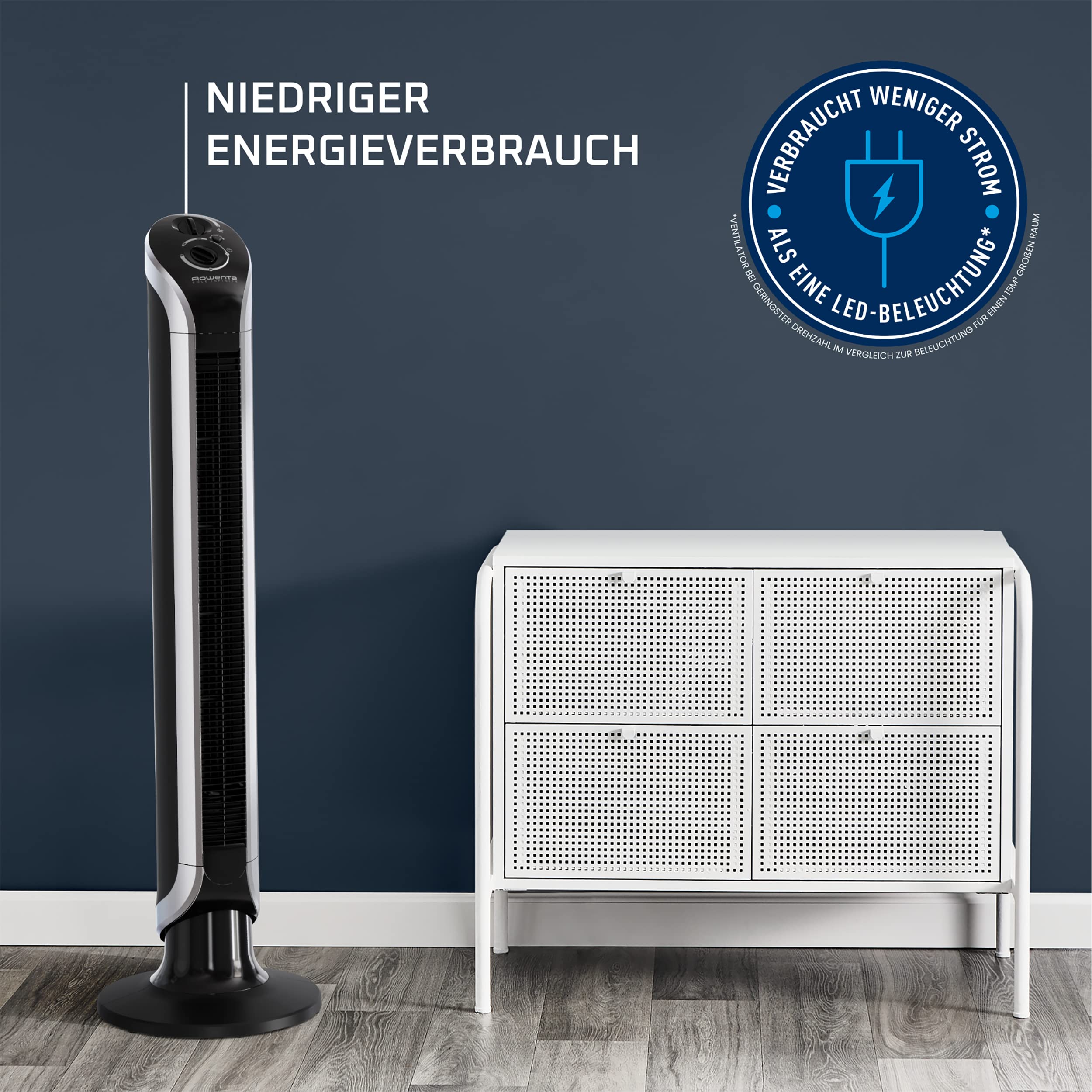 Rowenta VU6620 Eole Infinite Turmventilator | leistungsstark | leise mit nur 43 dB(A) | geringer Energieverbrauch | 3 Geschwindigkeiten | horizontale Oszillation | Timer | Schwarz
