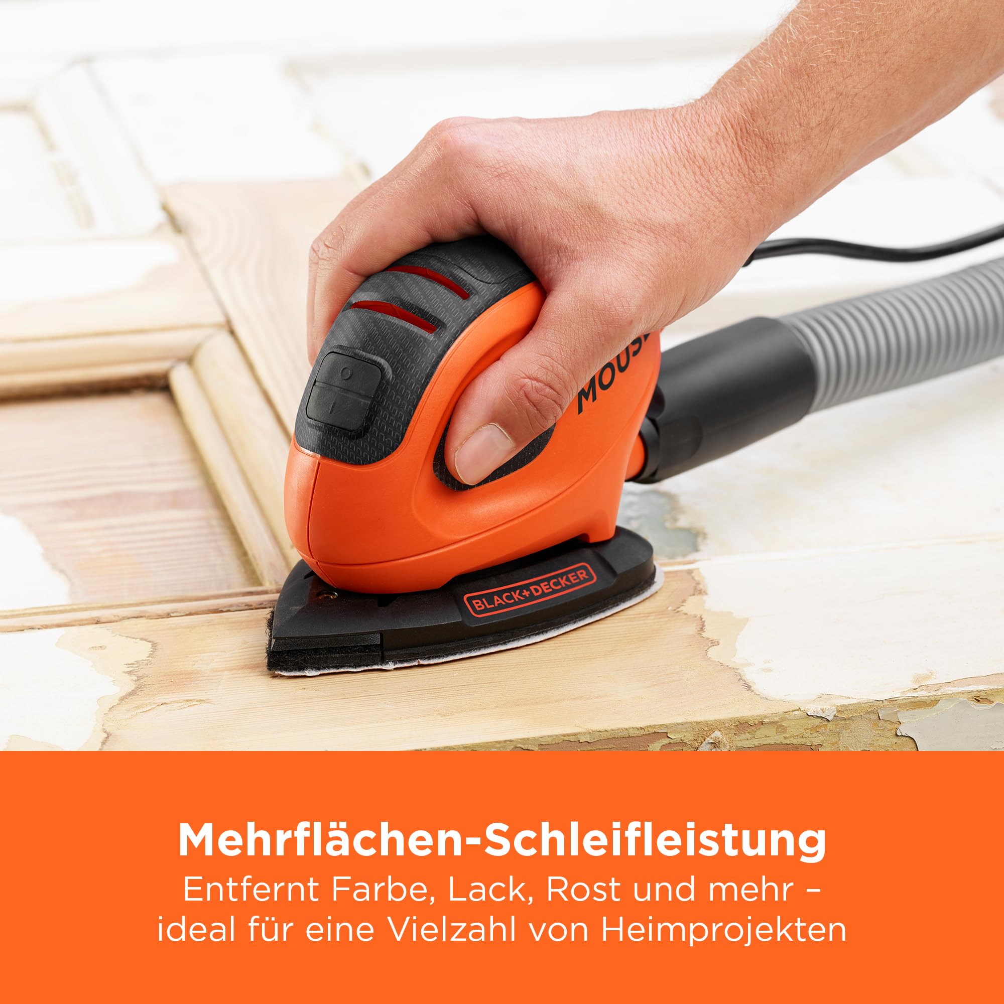 BLACK+DECKER 55W Kompakter elektrischer Deltaschleifer, mit Staubabsauganschluss und 15 Zubehörteilen, inklusive Schleifblättern, Detailschleifspitzen und einer Softtasche, BEW230BC-QS