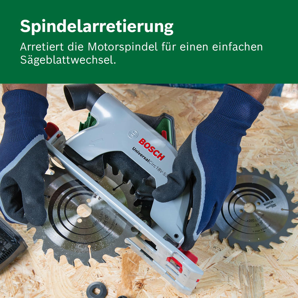 Bosch Akku-Kreissäge UniversalCirc 18V-53 (Präzises Sägen in jedem Holzmaterial; max. Schnitttiefe 53 mm; 2 tlg. Führungsschienenset; 18 Volt System; ohne Akku) – Amazon Edition